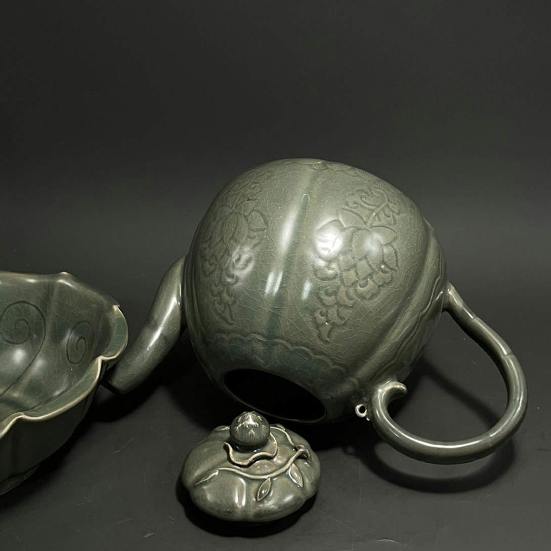 朝鮮 李朝 青磁 茶碗 発掘品