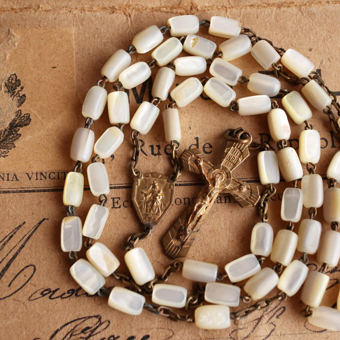 6】フランス アンティーク ヴィンテージ ロザリオ マザーオブパール