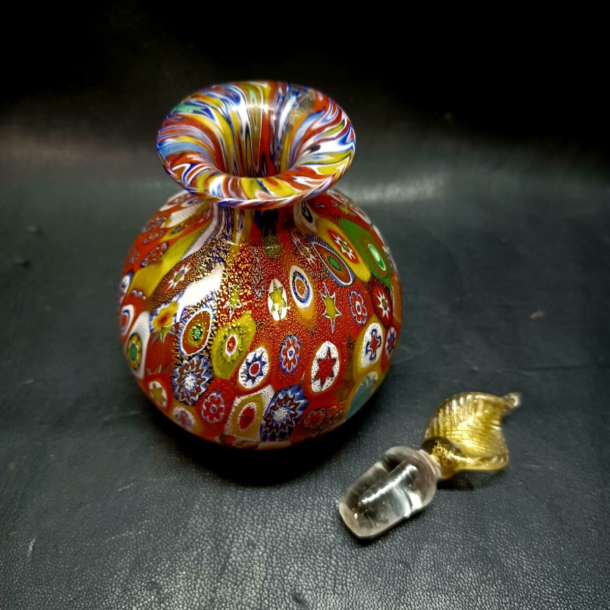 ベネチアン ガラス パフュームボトル 香水瓶 蓋付き ヴェネチアン