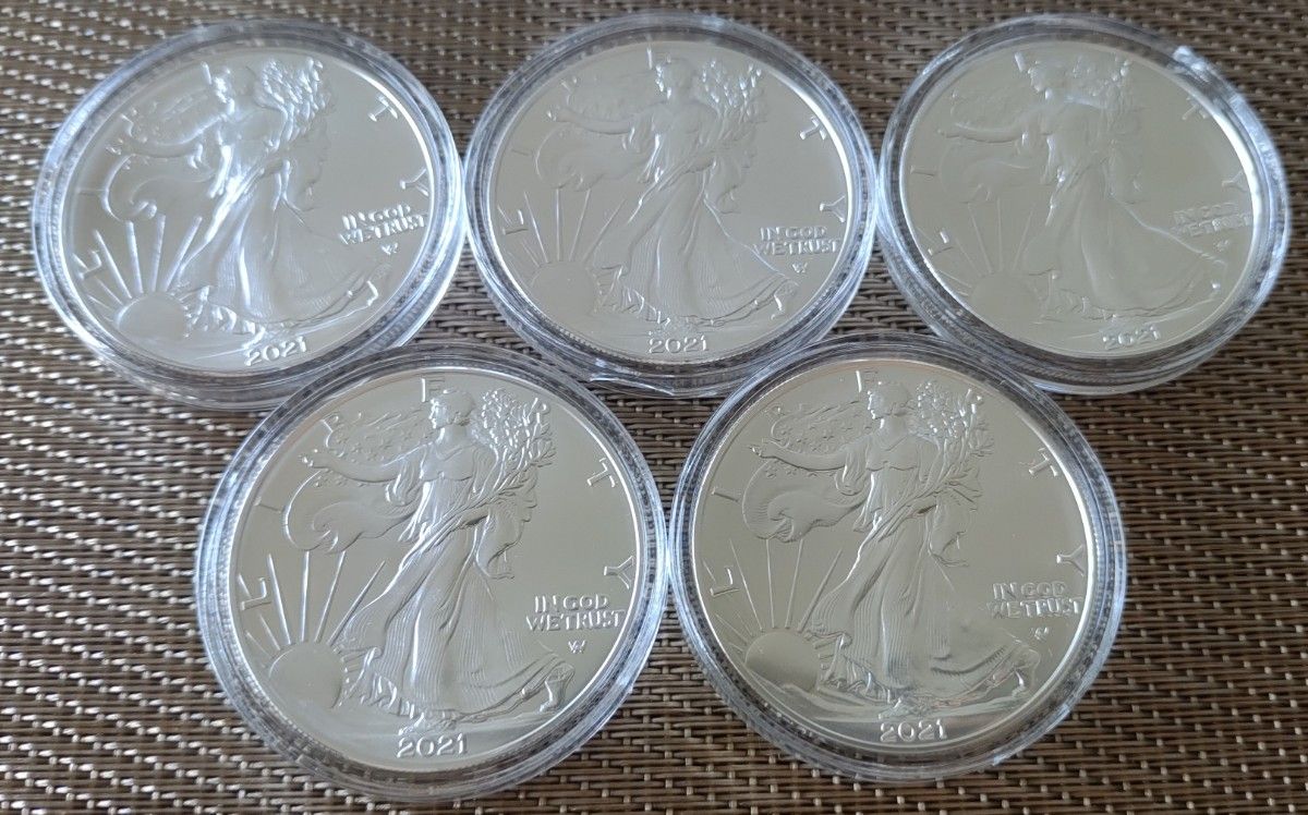 イーグル ウォーキング リバティ 純銀 1オンス 銀貨 5枚セット