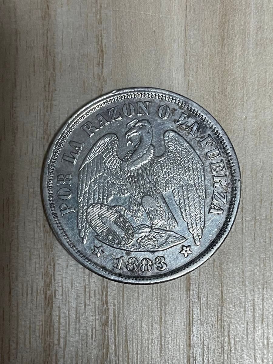 チリ 1883年 1ペソ 大型銀貨 コンドル 極美 希少 南米銀貨