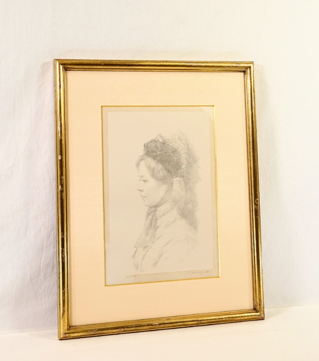 谷内正達 手摺木版画「おじぞうさまと椿」限定50 額装 B 越後