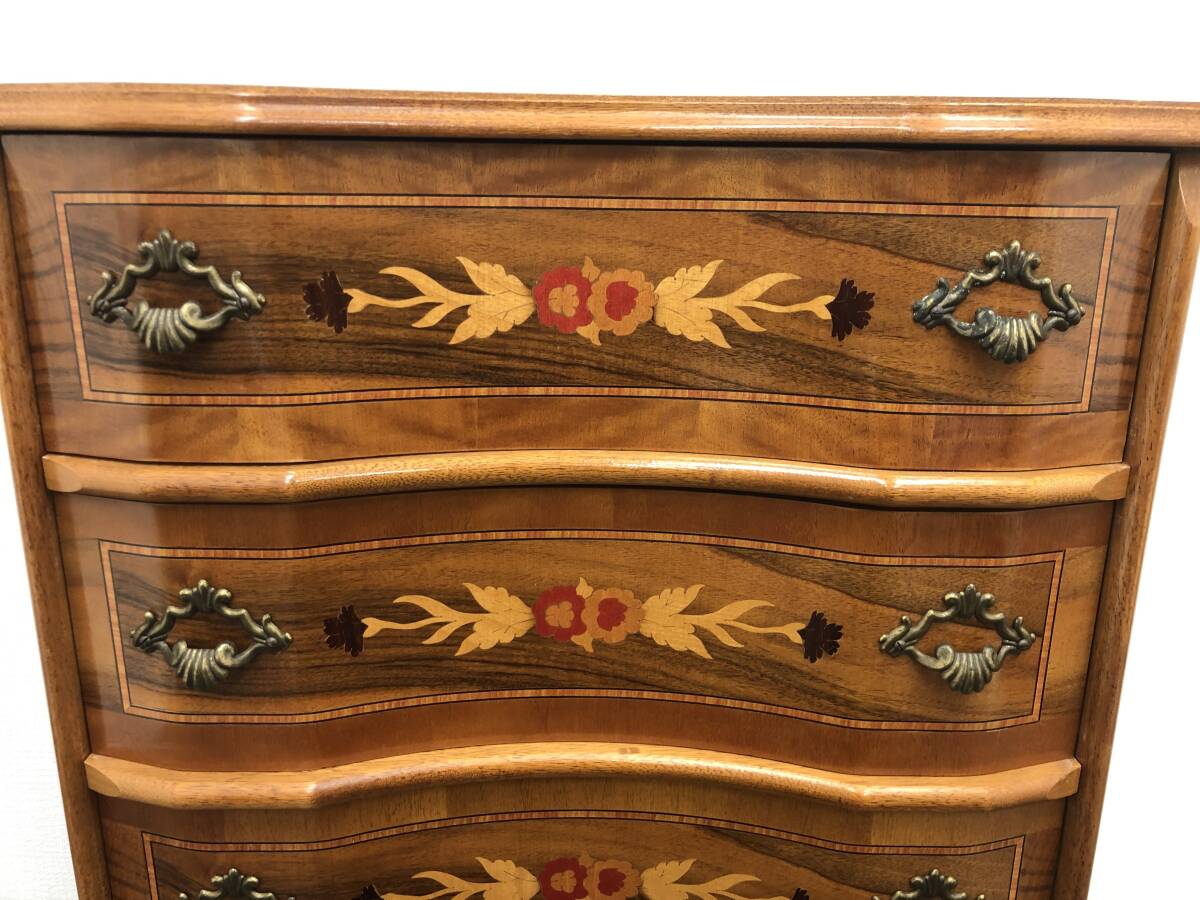 イタリア製 MOR-RENS 4段チェスト 象嵌 マホガニー材 引き出し 収納