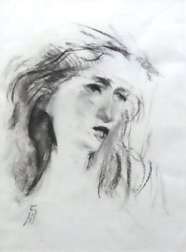 真作】舟越保武 「女の顔Ⅱ」 デッサン ○生涯を彫刻家として
