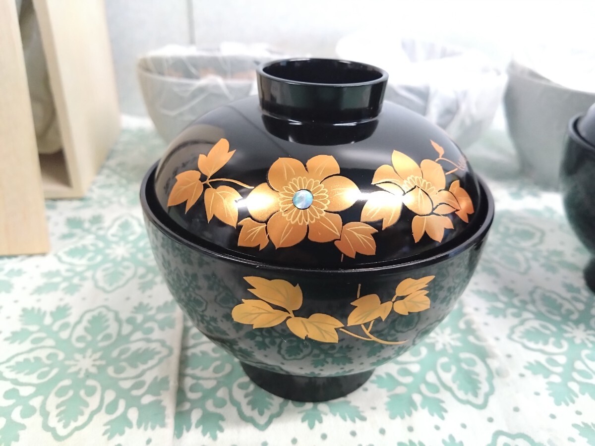 ○ 半兵衛 未使用品 桐箱入 会津塗 本漆塗 御吸物椀