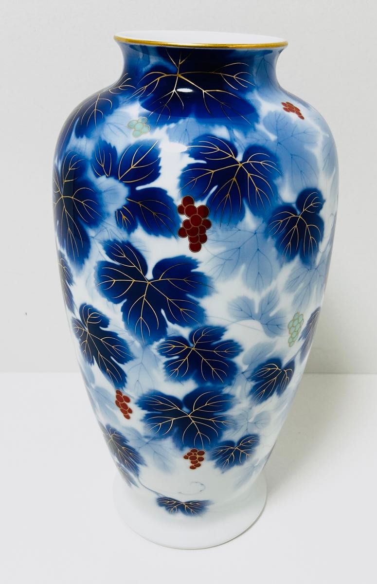 2002 深川製磁葡萄瑠璃花瓶金彩
