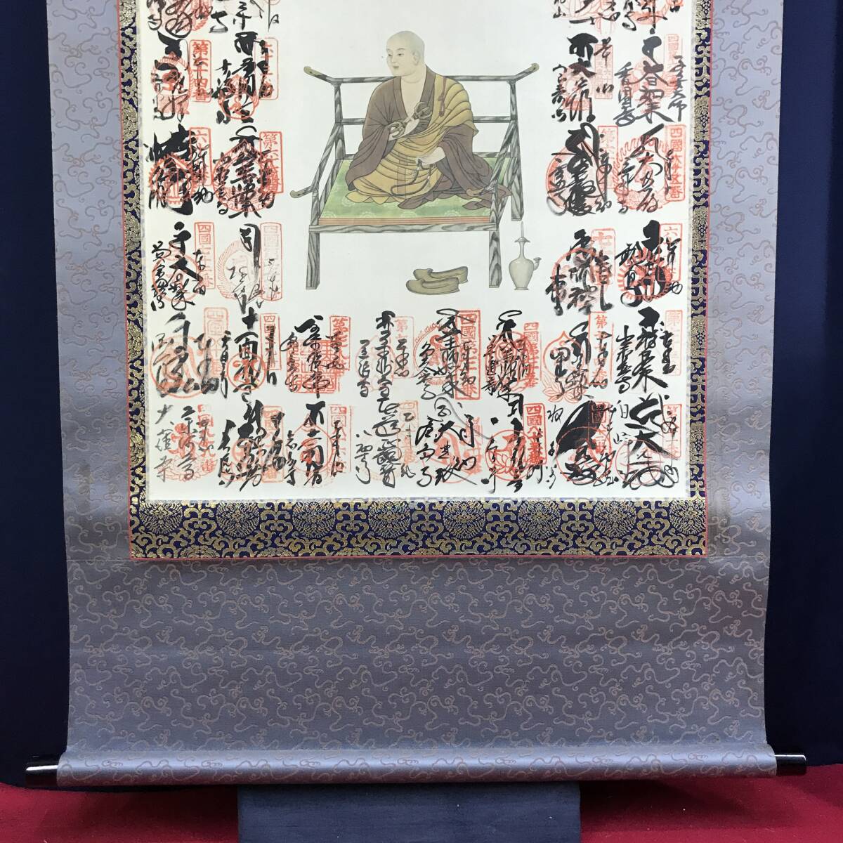 真作/西国三十三ヶ所/三十三ヵ所霊場集印肉筆掛軸/布袋屋掛軸HE-786 真