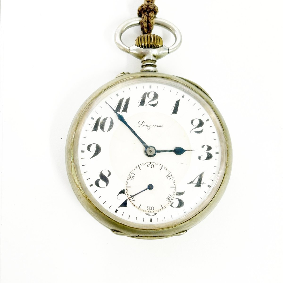 稼働品 LONGINES ロンジン 懐中時計 3針 ホワイト文字盤 シルバー