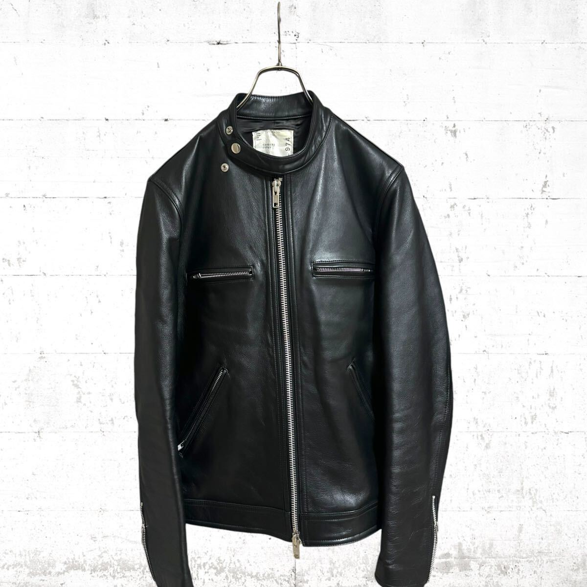 名作 sacai 本革 シングル レザー ライダース ジャケット ダブル 牛革