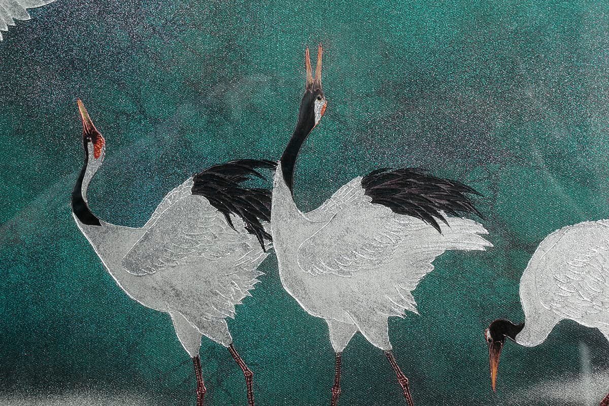 伝統工芸作家十二代藤林徳扇作 「新世紀双鶴」苑寿織 伝統工芸作家十二