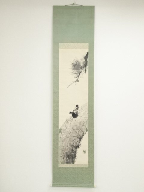 複製/横山大観/文鳥図/木版画工芸/布袋屋掛軸HB-198 複製/横山大観