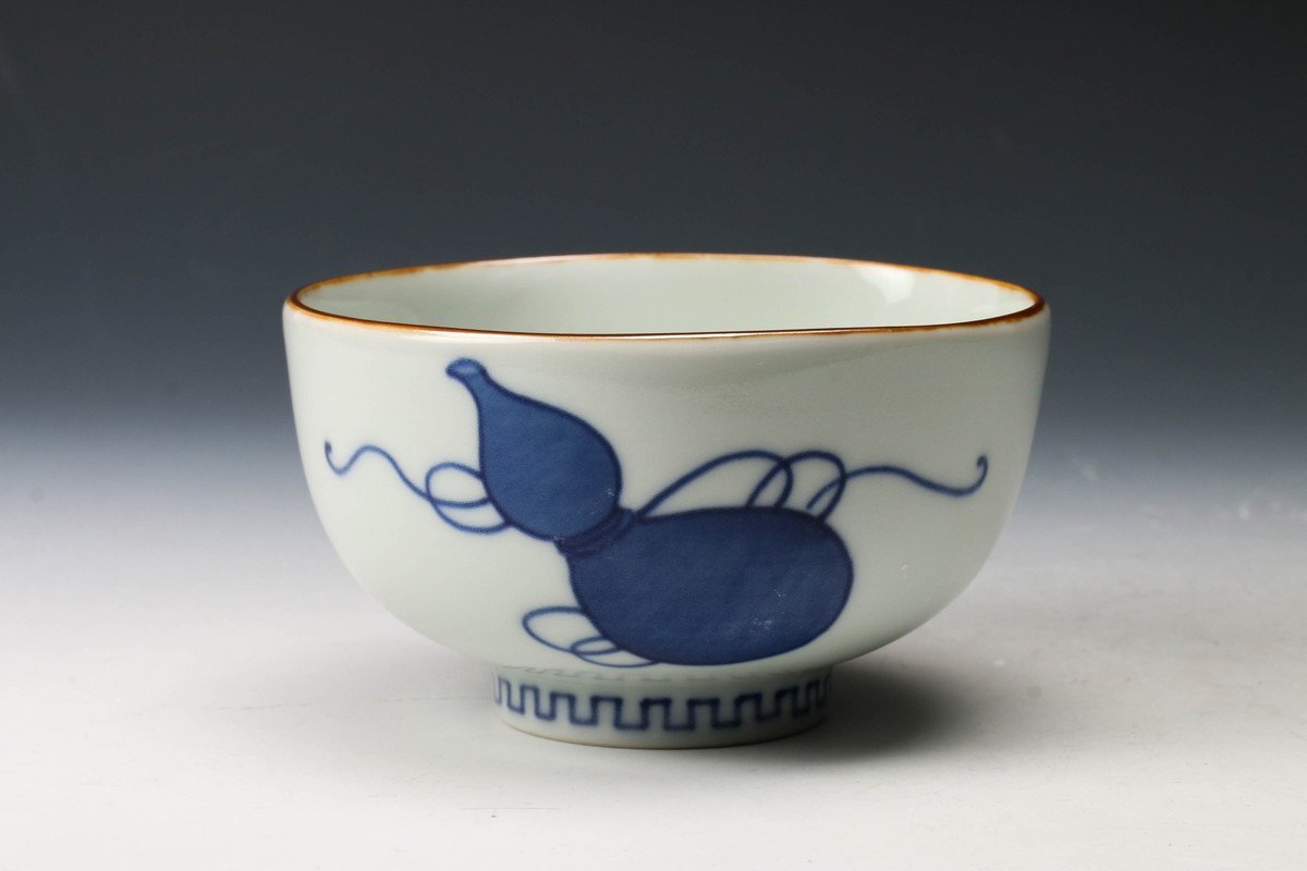 人間国宝 十三代 今泉今右衛門 本人作 色鍋島更紗文瓢