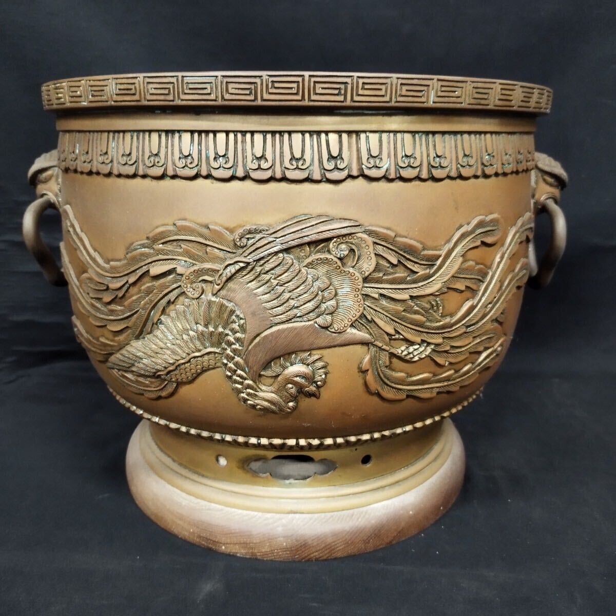 真鍮製火鉢、骨董品 金属製火鉢 非鉄 真鍮製？銅製？古美術