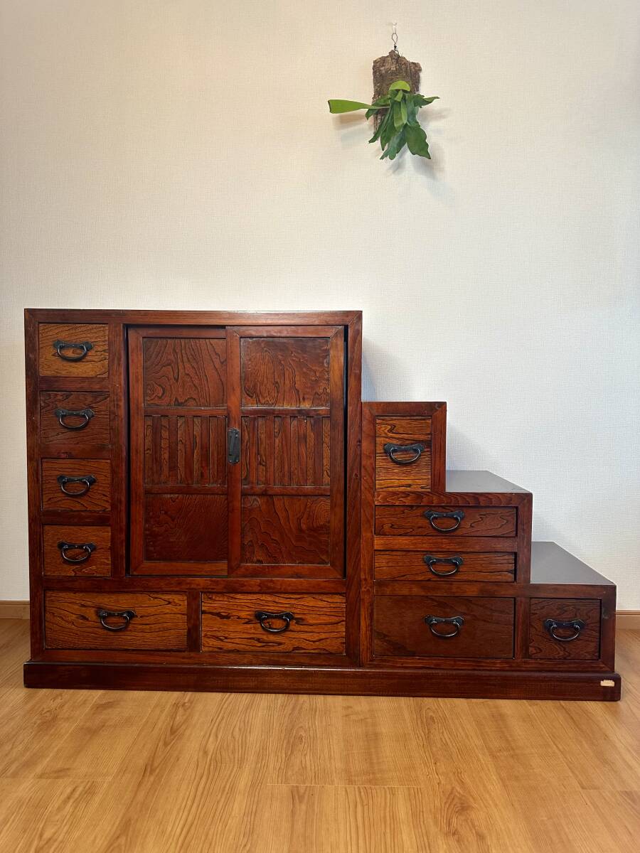 階段箪笥 両面式 民芸調 チェスト 骨董 ヴィンテージ②