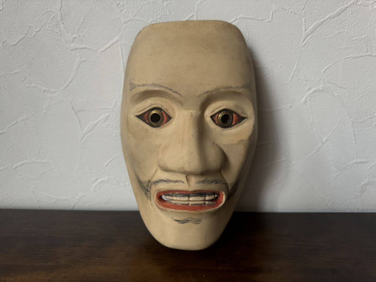 能面 真角 在銘 木製 神面 伝統芸能 古美術 日本美術 アンティーク 伝統
