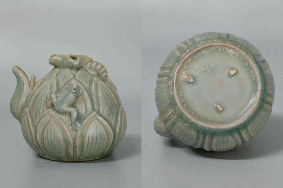 現代 高麗青磁 水滴 書道具 【2-b】 李朝 水滴 青磁 辰砂 海獣型 文