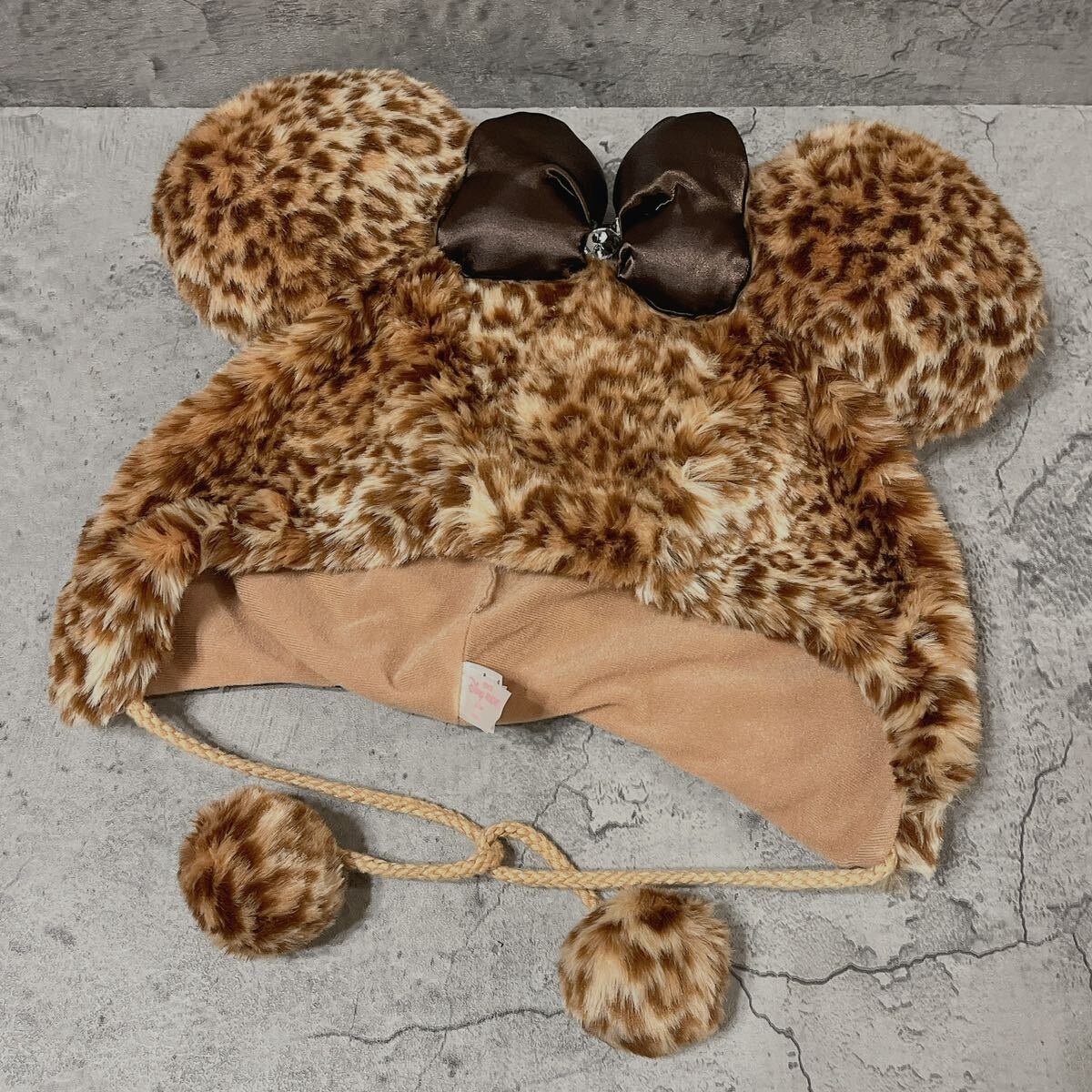 ディズニー ミニー 豹柄 レオパード ファンキャップ 茶色 ディズニー