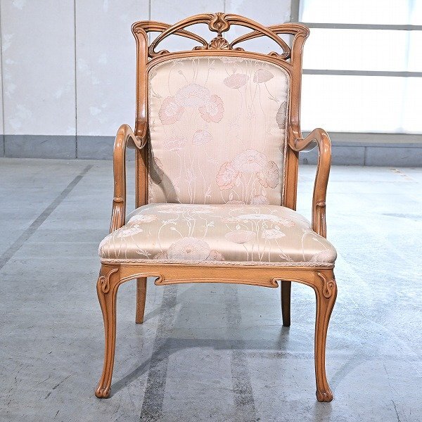 イタリア製 メデア アームチェアb 椅子 マホガニー材 アールヌーボー