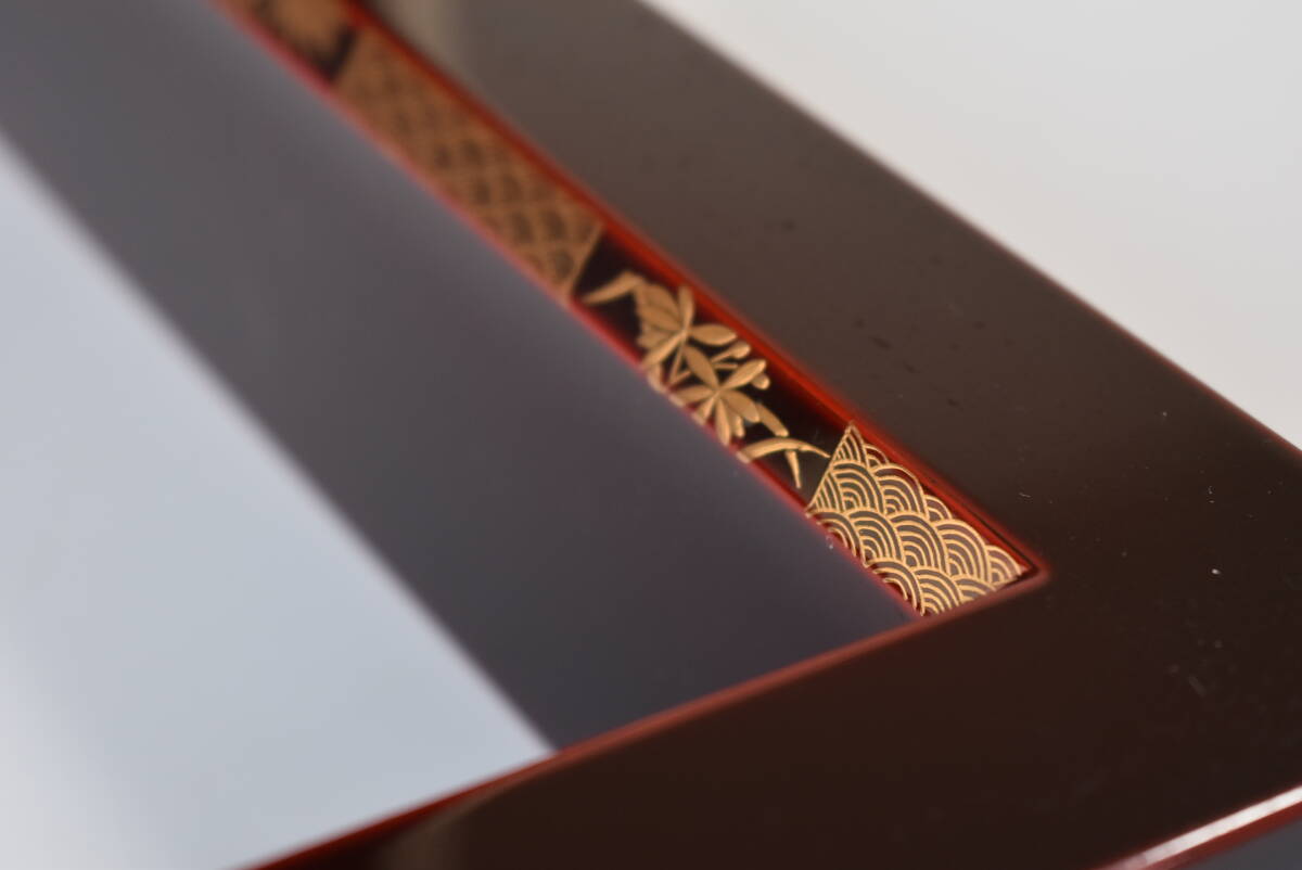 茶道具 茶平一斎 輪島塗 青海波 四君子蒔絵 炉縁 共箱 茶道具(その他)｜