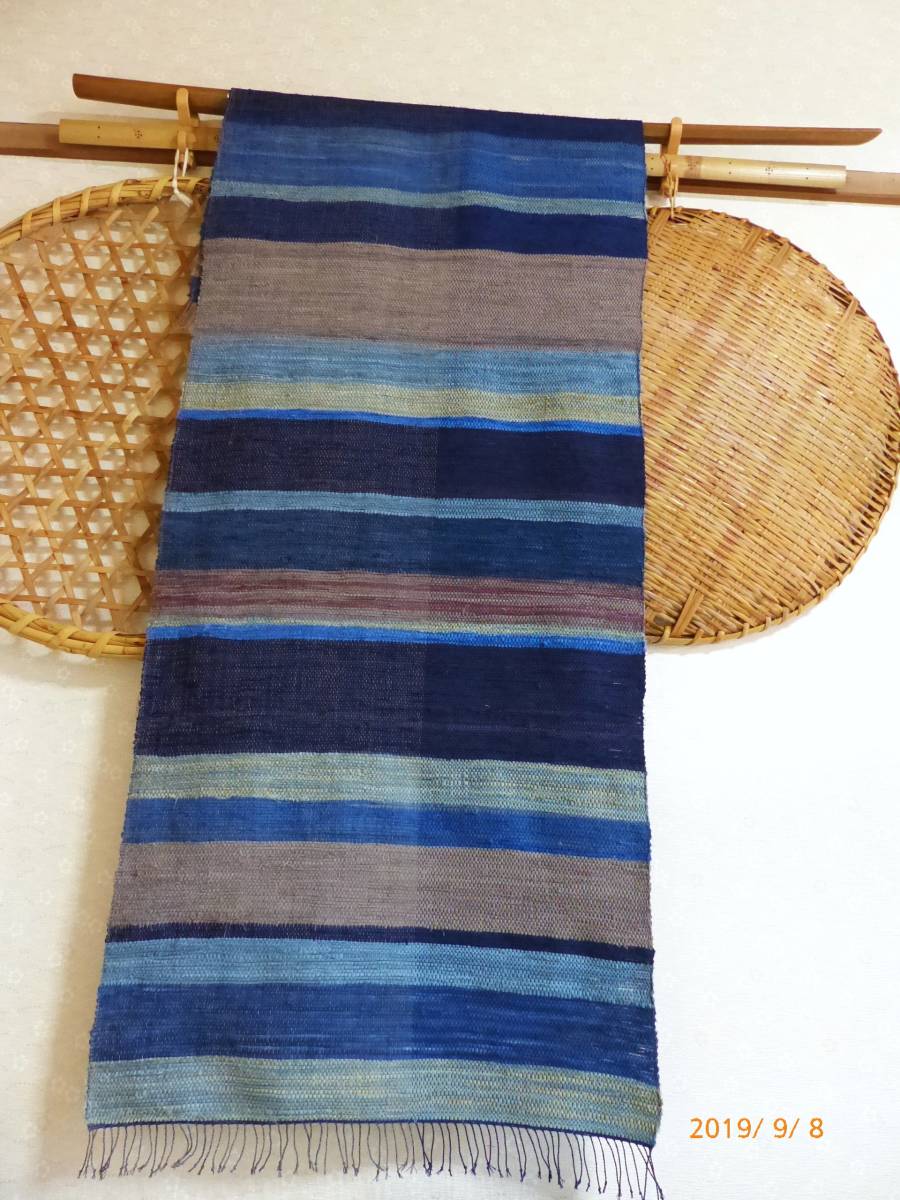 古着物・古布リメイク 裂き織り 裂織 青と灰 ハンドメイド 人気 木綿