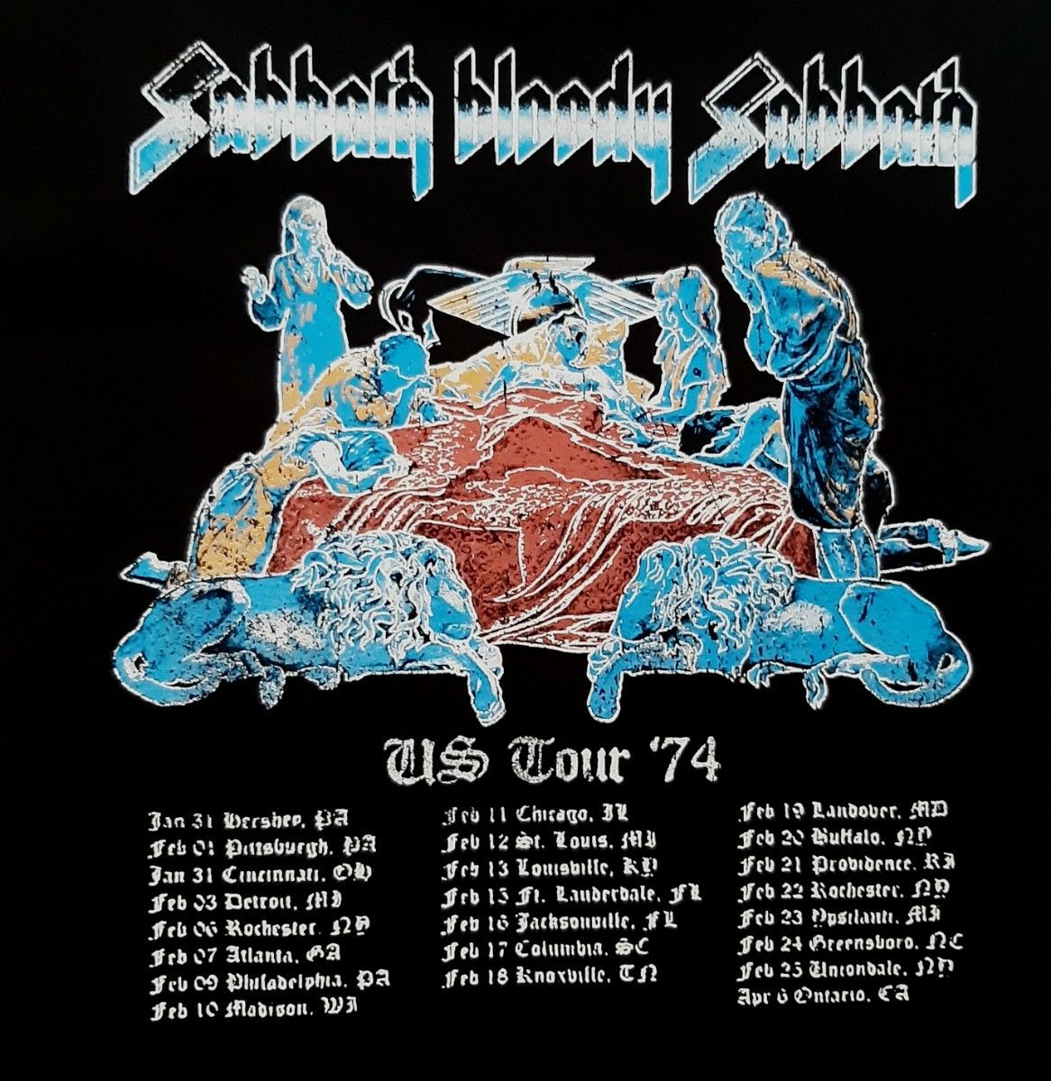 新品・未使用・タグ付き】BLACK SABBATH US Tour74 Tシャツ LL bloody