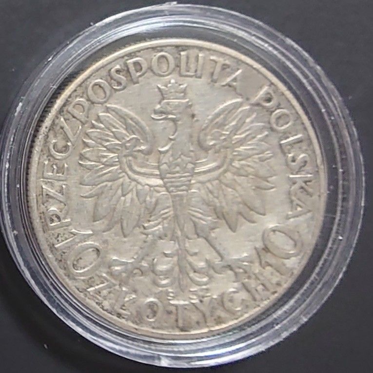 1932年 ポーランド銀貨 10ズロチ ヤドヴィガ女王銀貨 ゴールドトーン