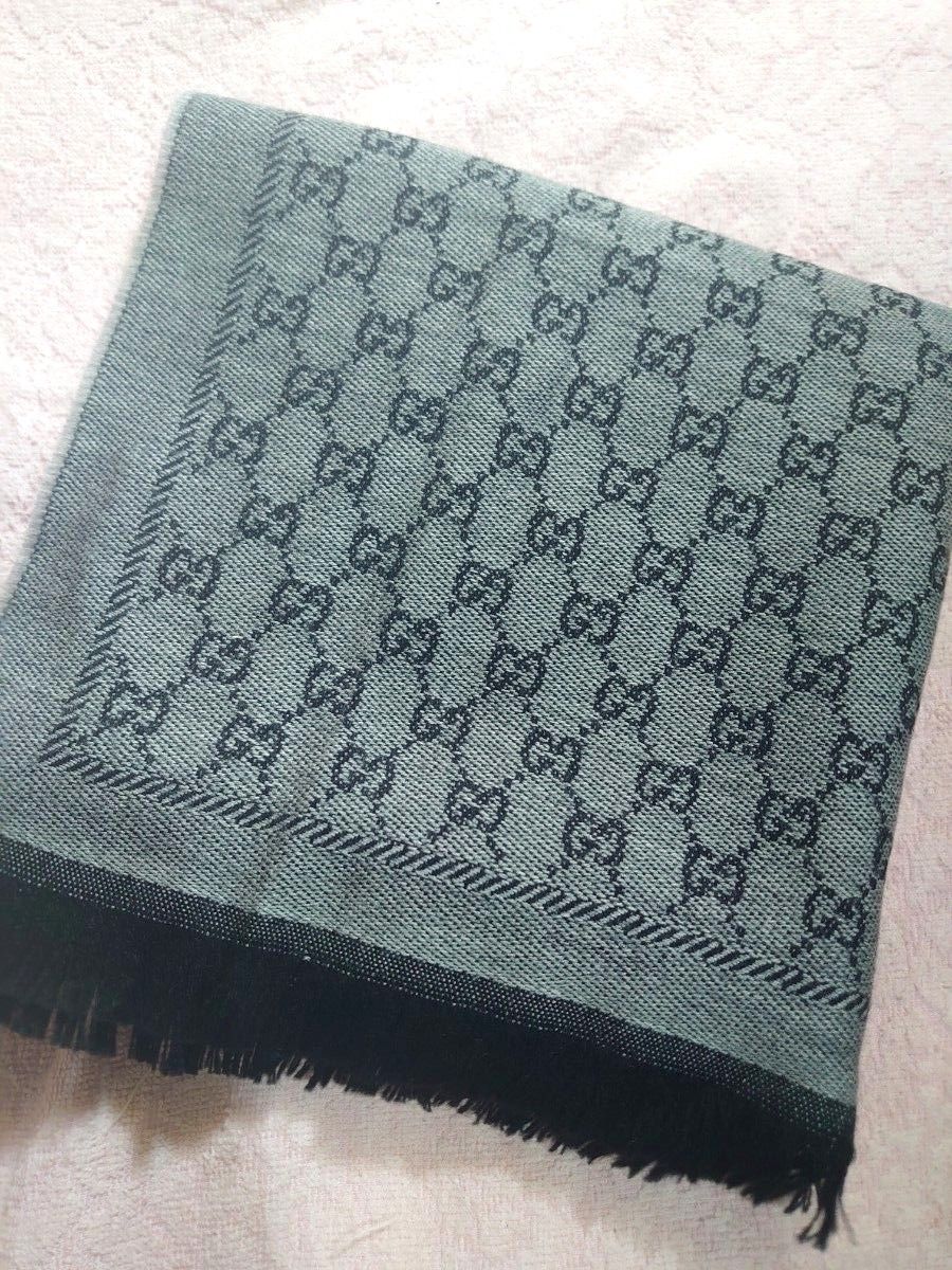 GUCCI グレー ウールマフラー タグ付き