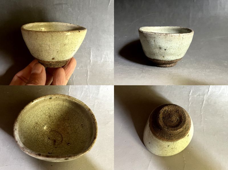 □(57)斑唐津盃 ぐい飲み（古唐津超名品）猪口 酒杯 希少酒器類