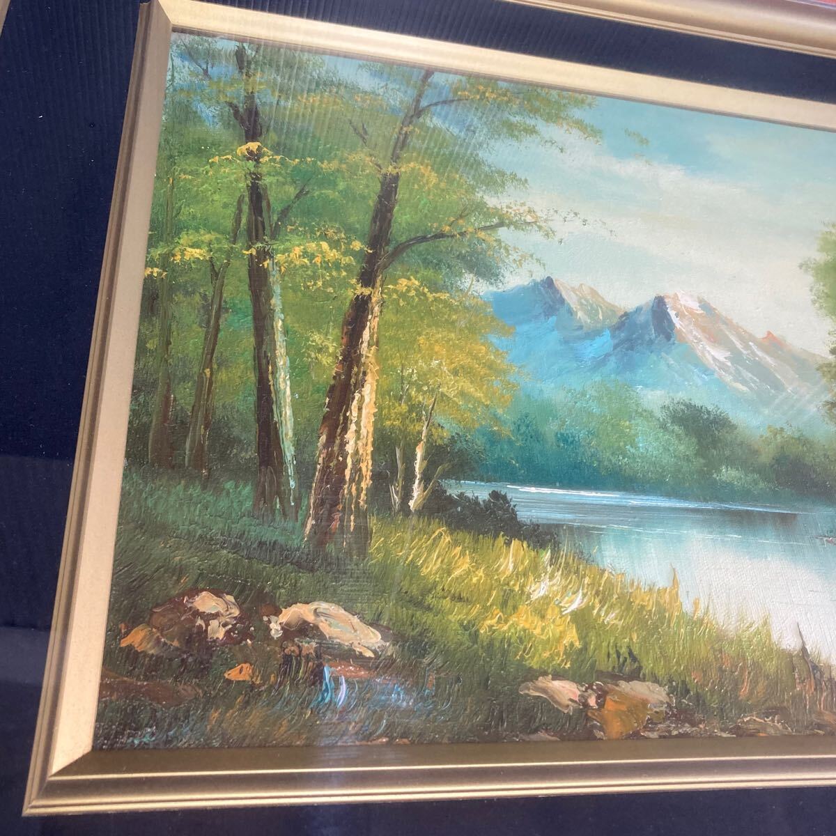 星野数男「尾瀬風景」油彩 真作 F10額装 油絵 大型絵画 風景画 美術