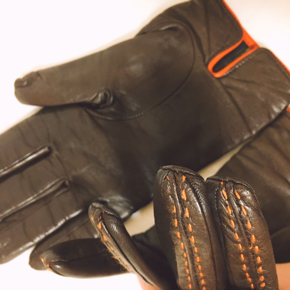 Piumelli Milanoステッチデザイン 手袋 サイズ7 レザーグローブ ダーク