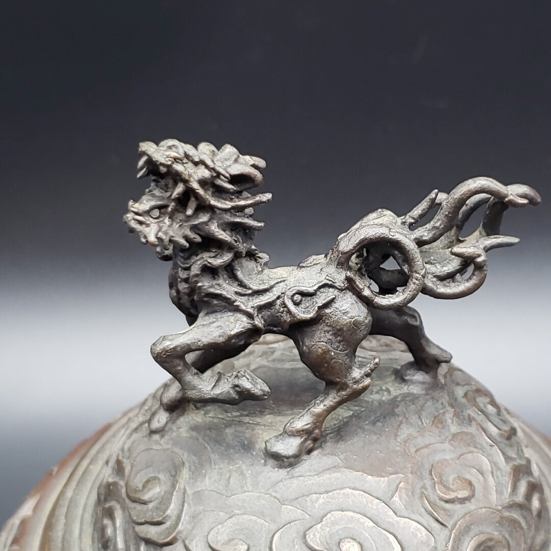 金属工芸 鋳銅 大型香炉 雲龍紋 高岡銅器 米田秀保 金属工芸 鋳銅