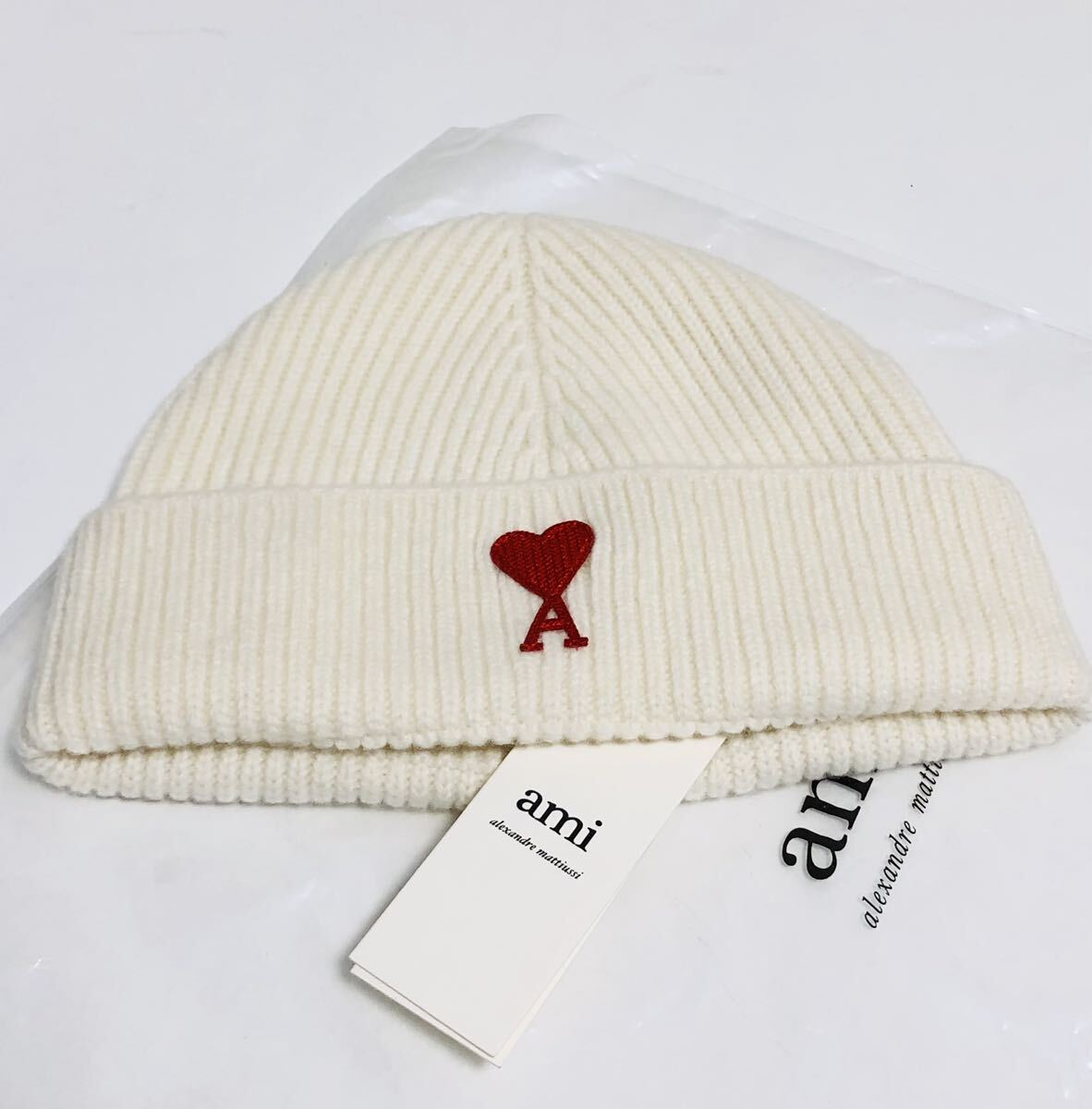 AMI PARIS(アミ パリス) ニット帽 ビーニー ホワイト