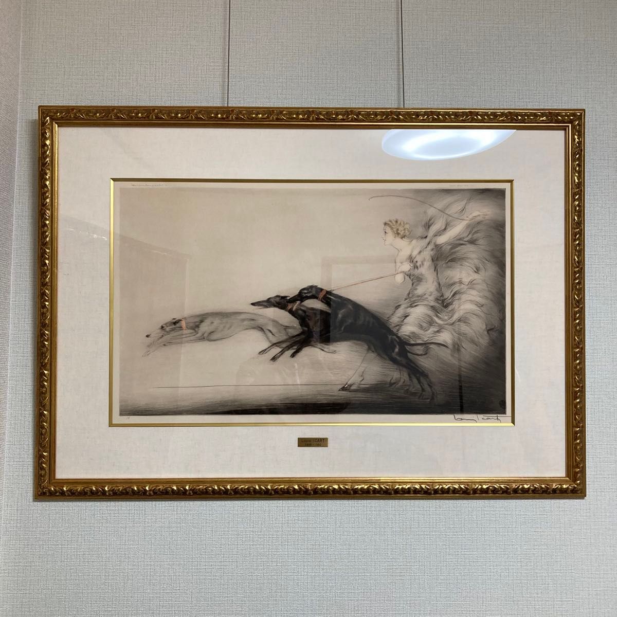 真作保証】ルイ・イカール「スピード」エッチング 直筆サイン 版画