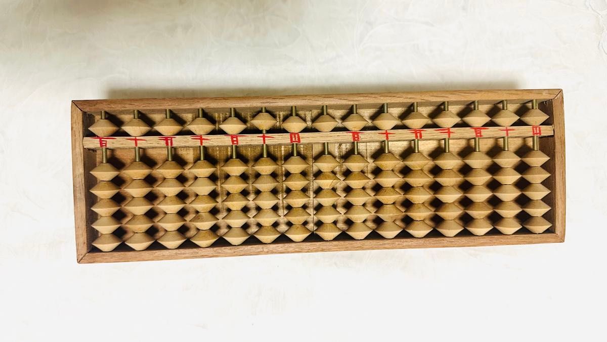 旧藏 時代物大型文房具 木製清国両替商用算盘そろばん置物アンティーク