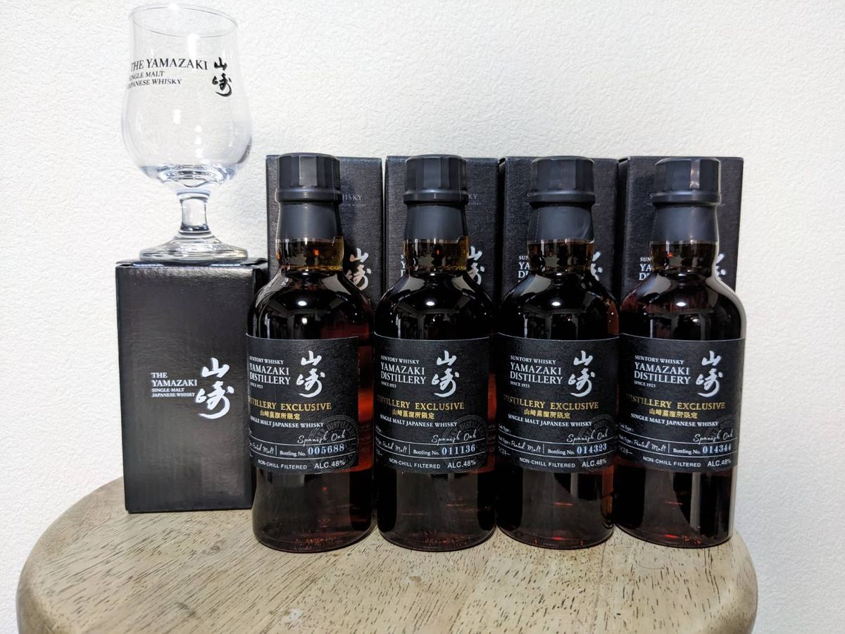 山崎蒸留所限定・山崎180ml スパニッシュオーク ウイスキーグラス付き