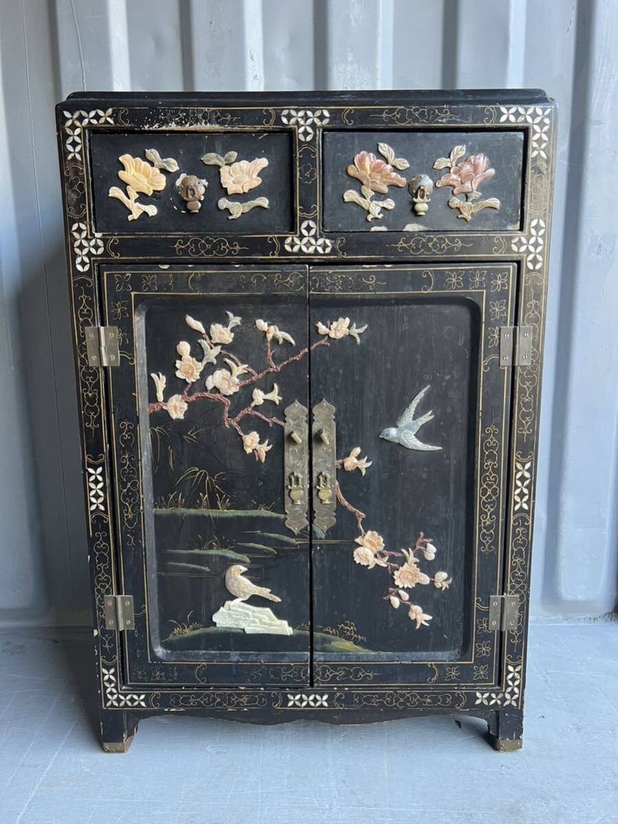 Yahoo!オークション - アンティーク 中国家具 中国箪笥 螺鈿細工 飾り