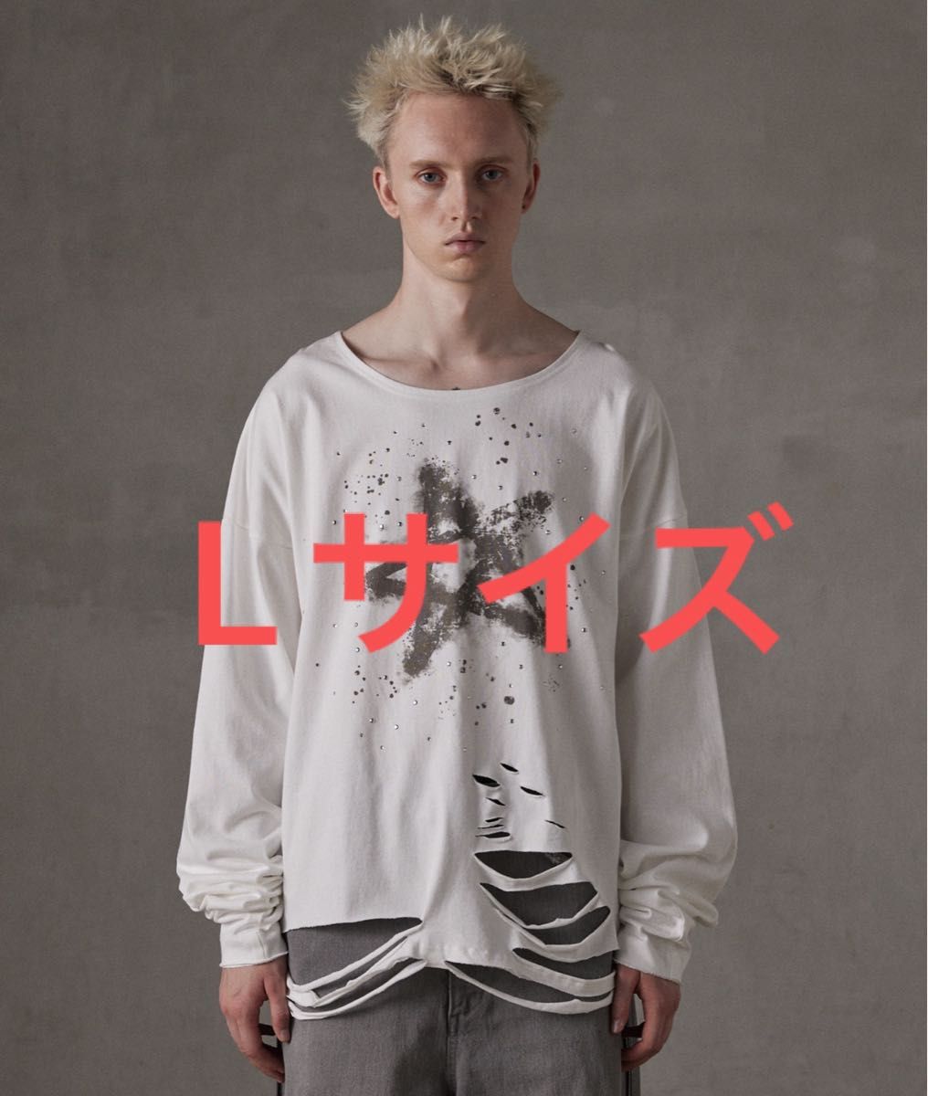 GRANCY ラインストーンデザイングラフィックダメージロンT 販