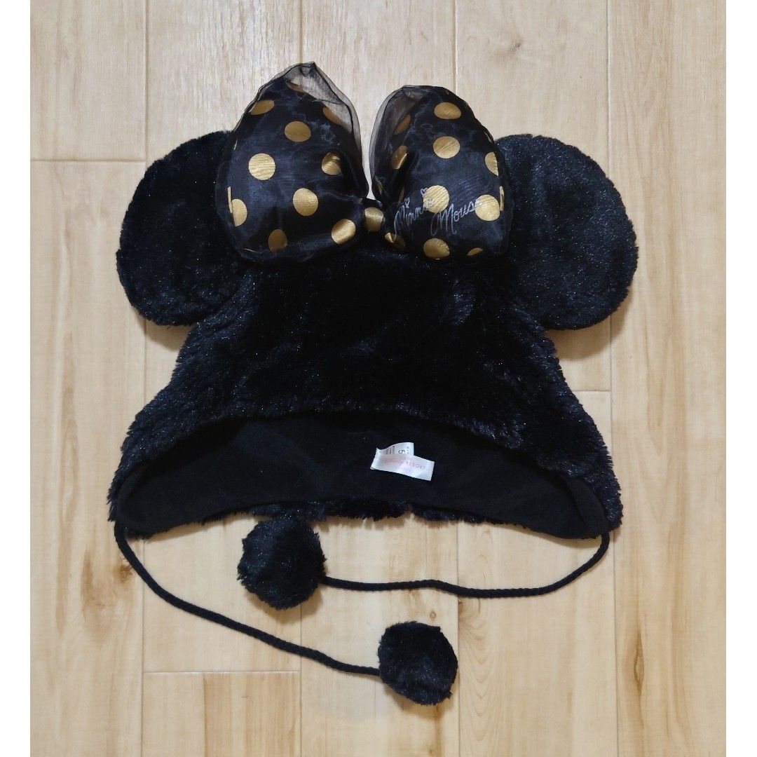 美品 ディズニーリゾート限定/ミニーマウス ファンキャップ 黒ドット