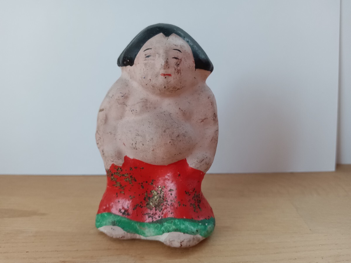 郷土玩具 土人形 相撲 相撲取り 力士 当時物 郷土人形 置物 古い ⑤