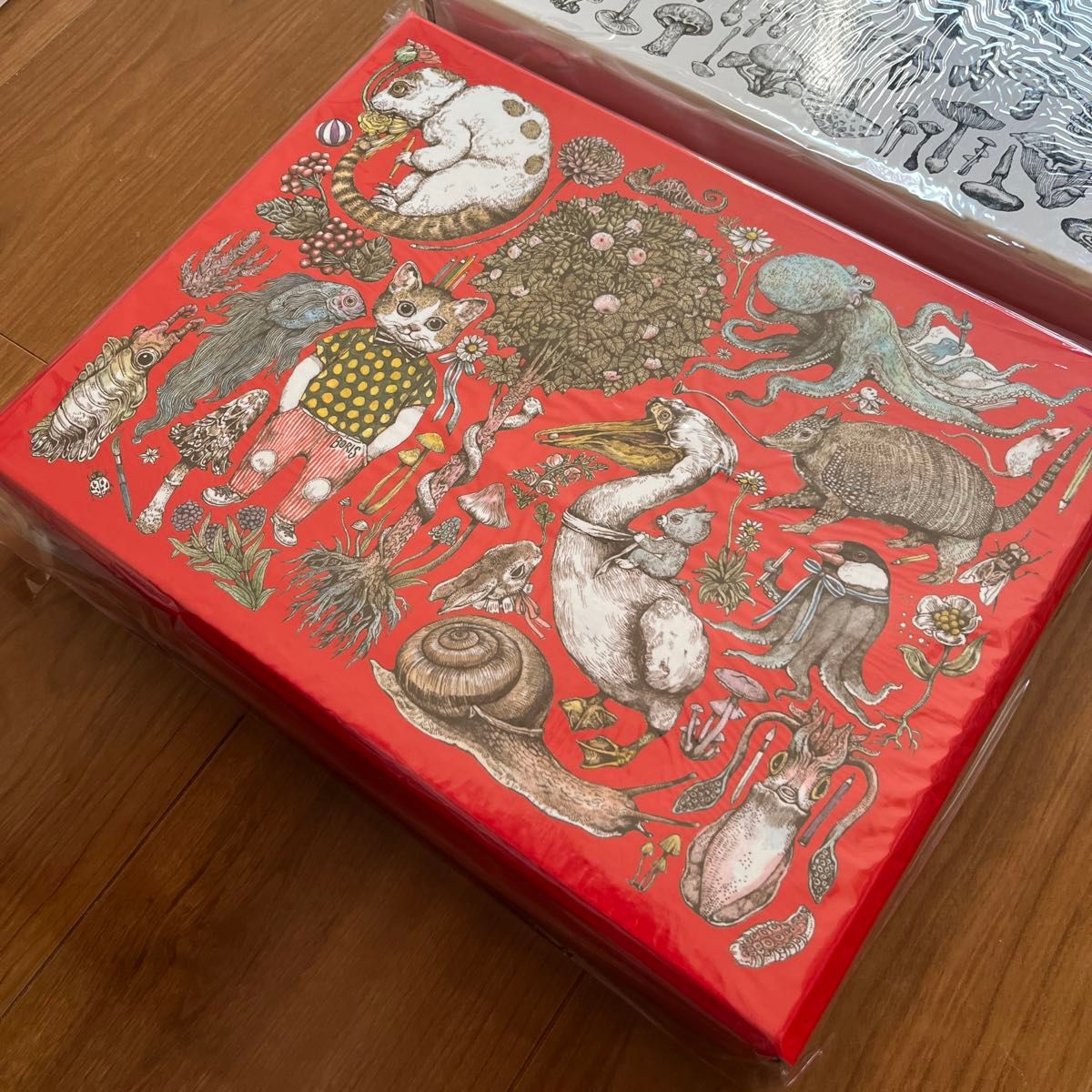 2個 ヒグチユウコ ホルベイン お道具箱 箱 小物入れ 紙製 赤 白 おどう