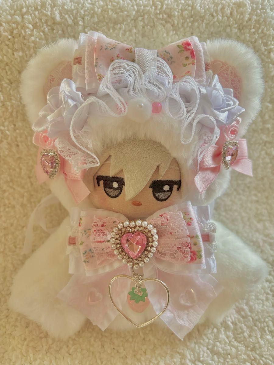 ちびぐるみ 白くま おすわり ぬい服 着ぐるみ 丸カン付き 11センチ