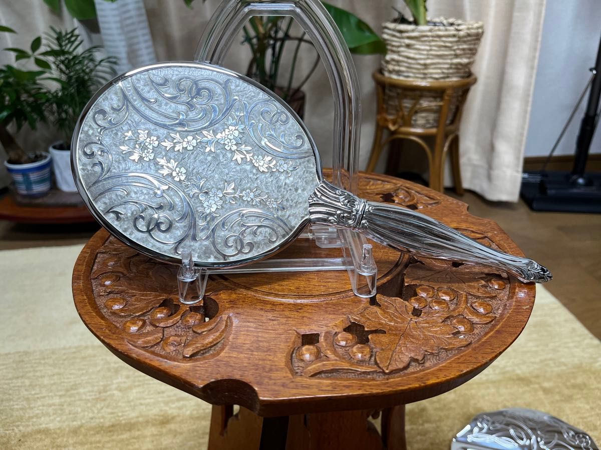 Silver 950 手鏡 アンティーク 骨董 銀製 箱付き レトロ 貴重 シルバー