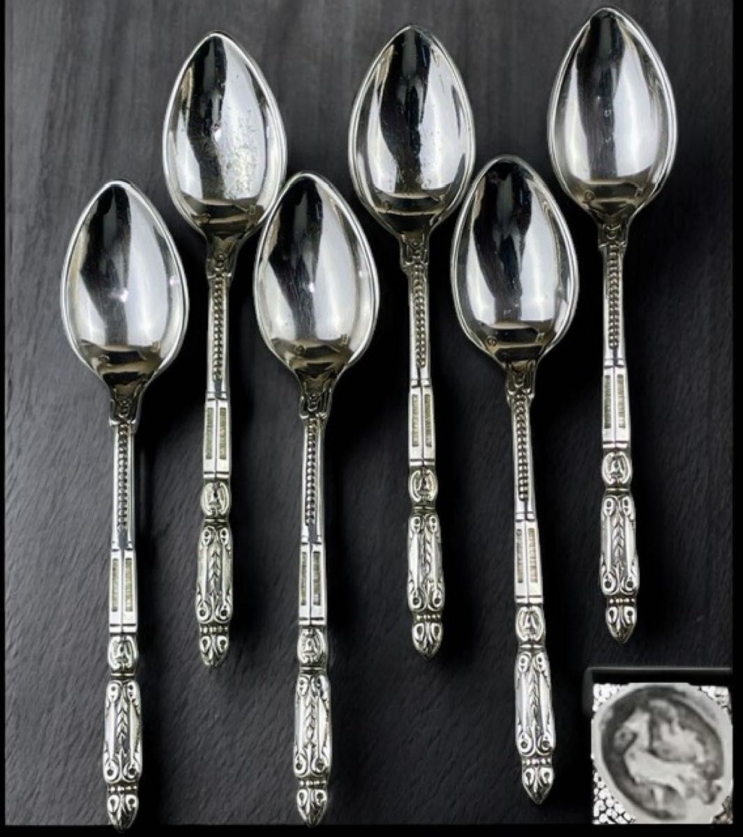 希少】フランス 銀無垢 13 7㎝ ロシア様式 ティースプーン 2本 800