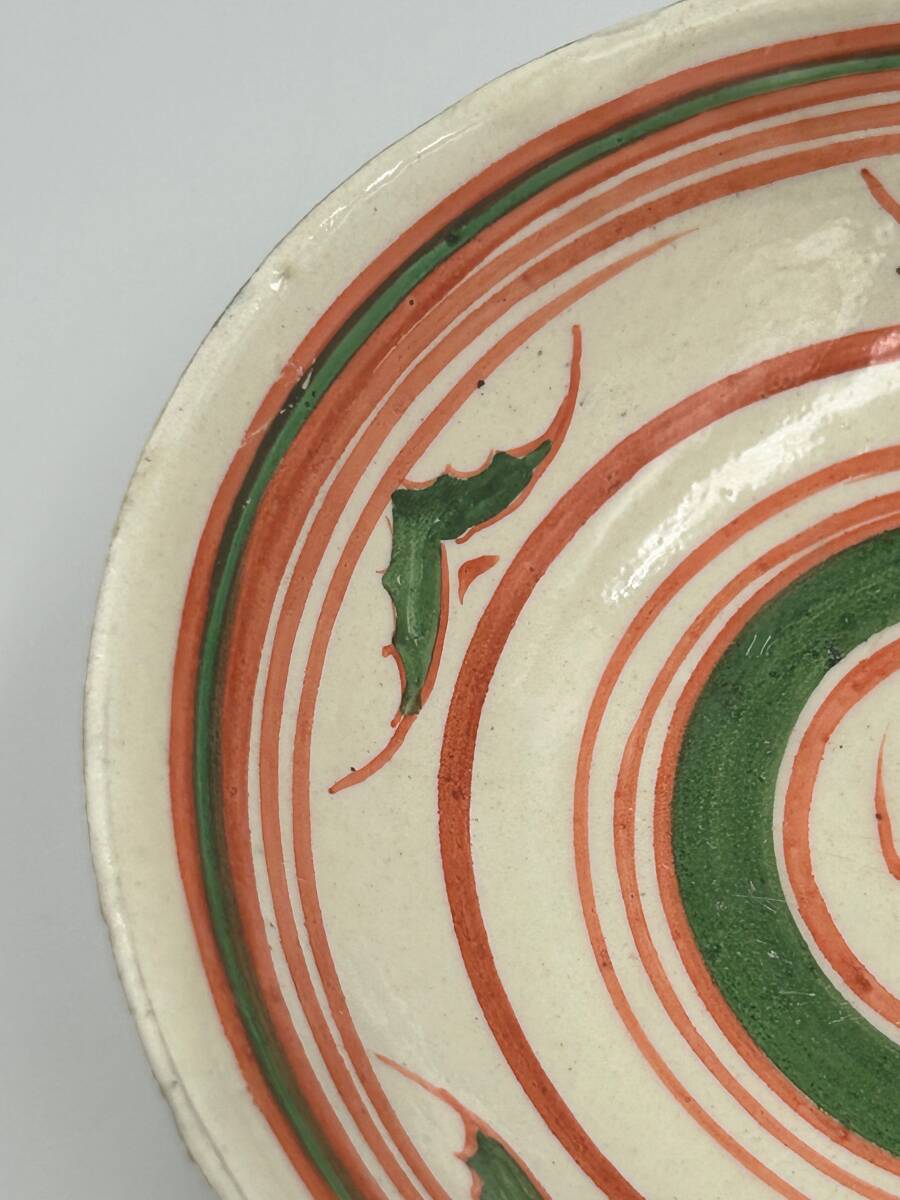 ☆0040 宋元時代 磁州窯 宋赤絵茶碗 綠彩茶碗 ☆ 茶道具 茶器