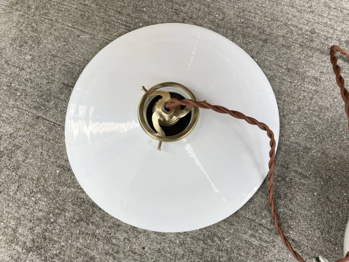 merci】br2-3. 小皿！フランス 吊り下げ ミルクガラス シェード merci