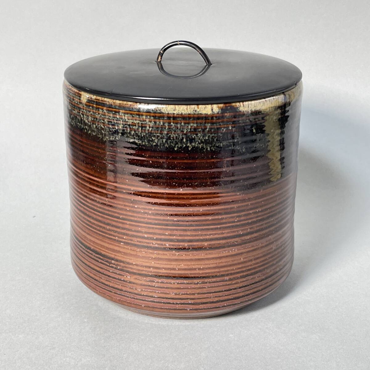 宇田佐平 水指 瀬戸釉 一重口 共箱 茶道具 煎茶道具 茶器 F1107B11(水