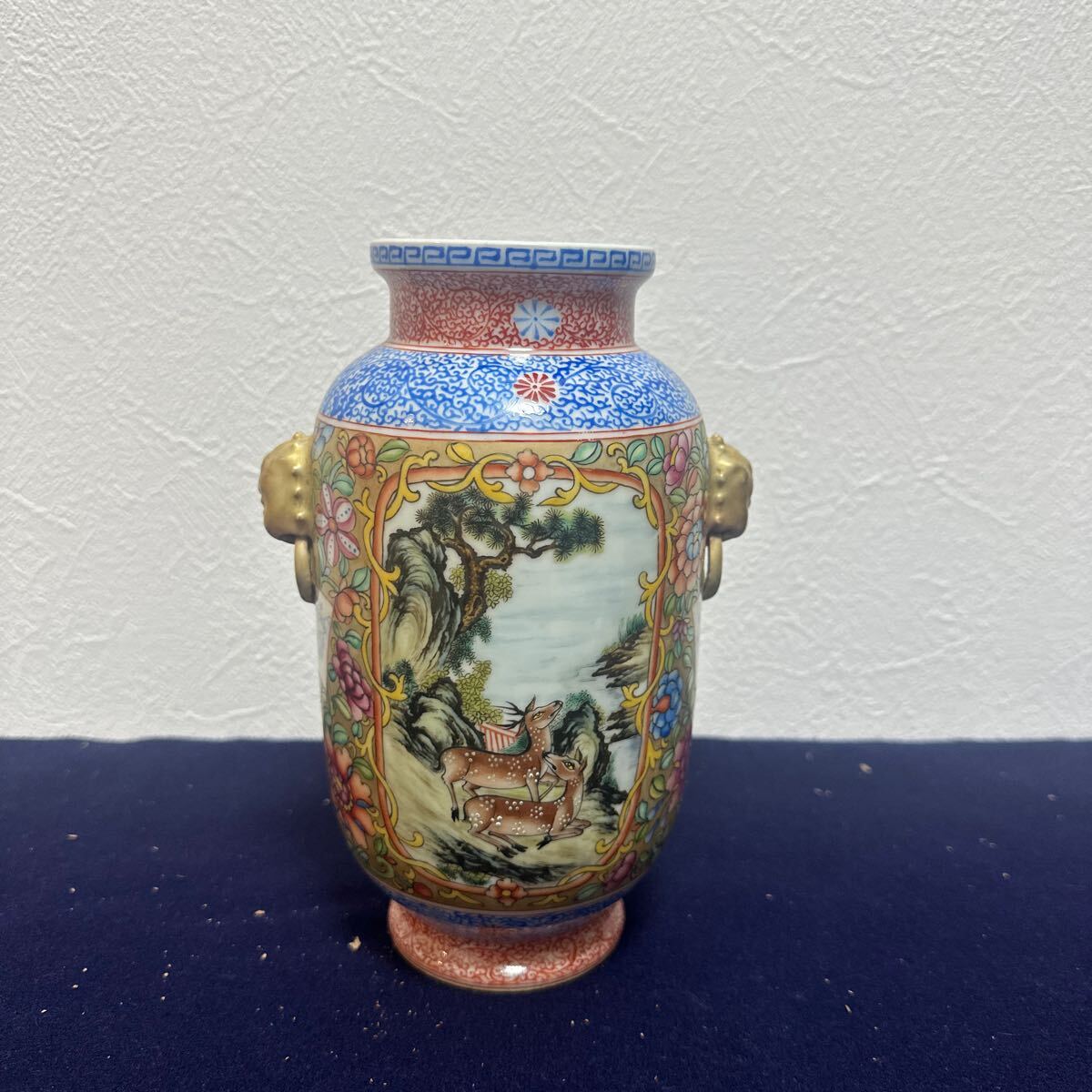 信楽焼 花入れ 花瓶 花鳥図 九谷玉竜 ギャラリー一番館 UUW217-3_