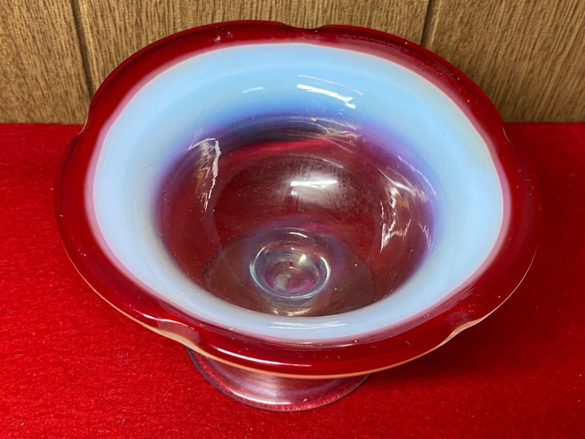 氷コップ◇2色 / オレンジ黄色◇輪花 戦前 大正ロマン かき氷