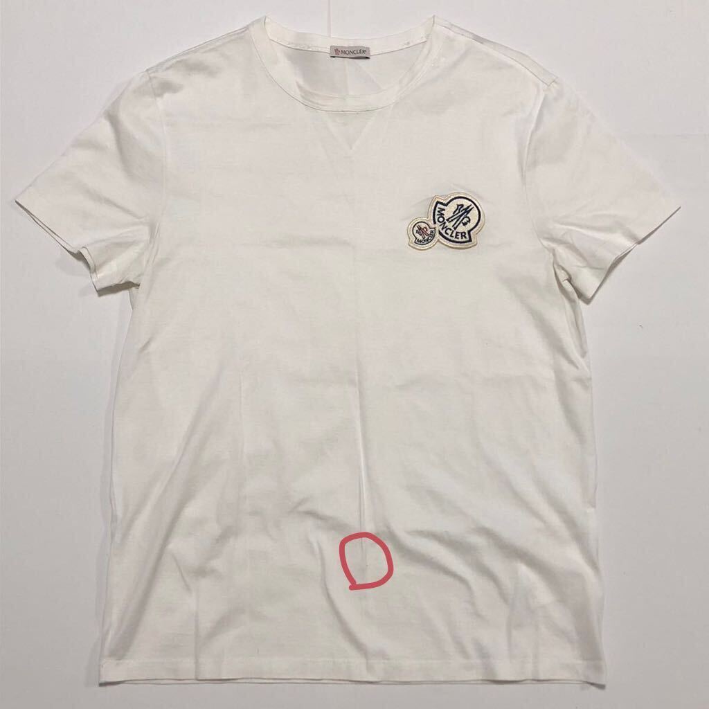 ダブルワッペンTシャツ M 白 MONCLER〗ダブルワッペン Tシャツ 半袖