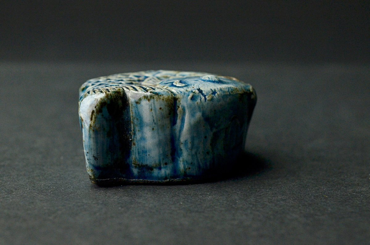 YB】李朝瑠璃釉魚形水滴 ☆朝鮮古美術書道具古玩骨董